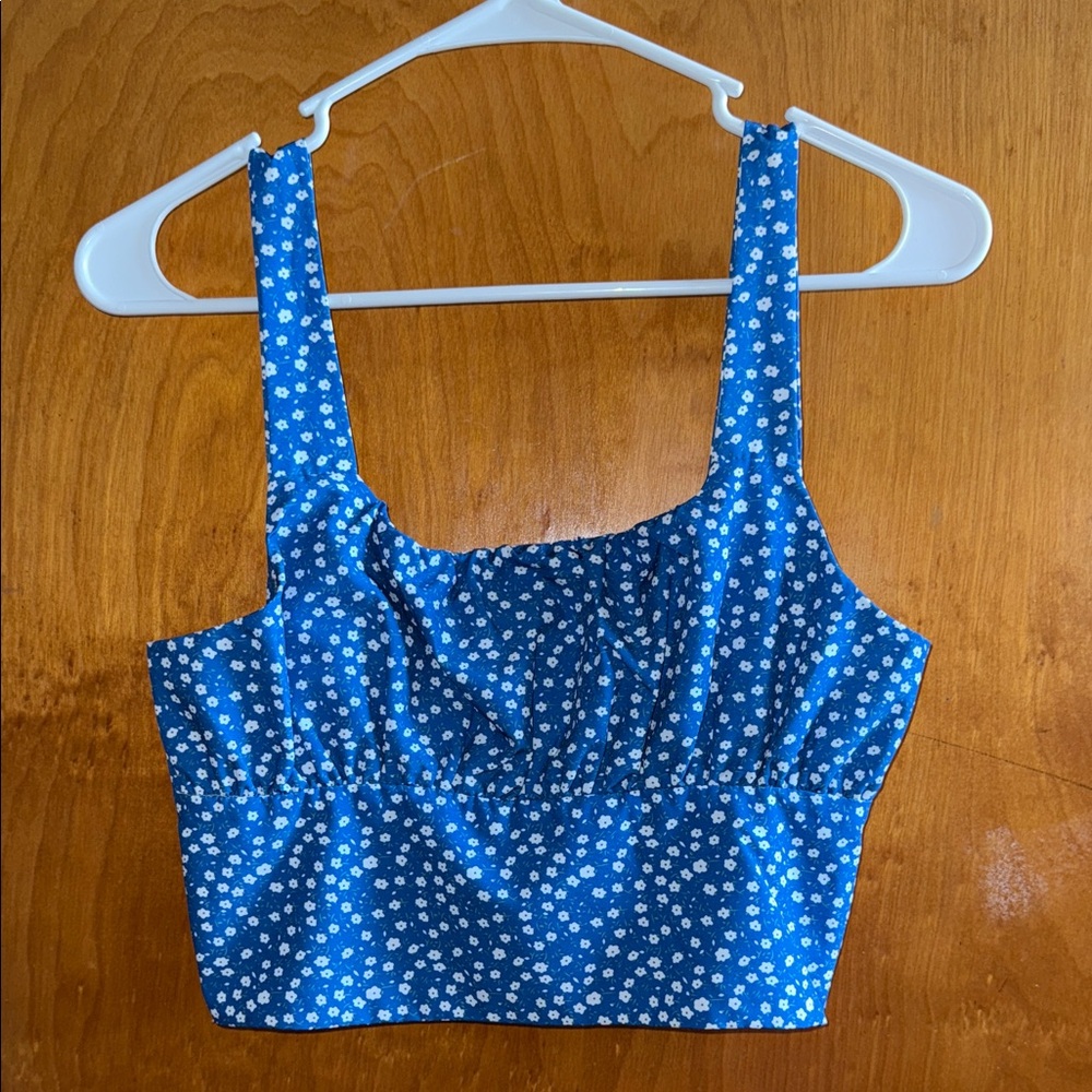 Floral Blue Crop Top